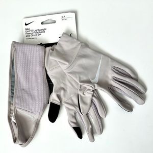 Nike Gray Running Gloves & Headband Set